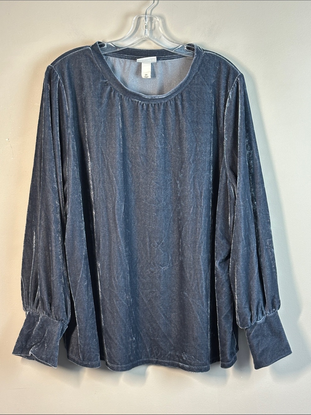 Ava & Viv Crewneck Long Sleeve Velour Pullover Top Size 2X